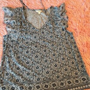Lucky Brand L Black and Gray Floral Blouse#5
